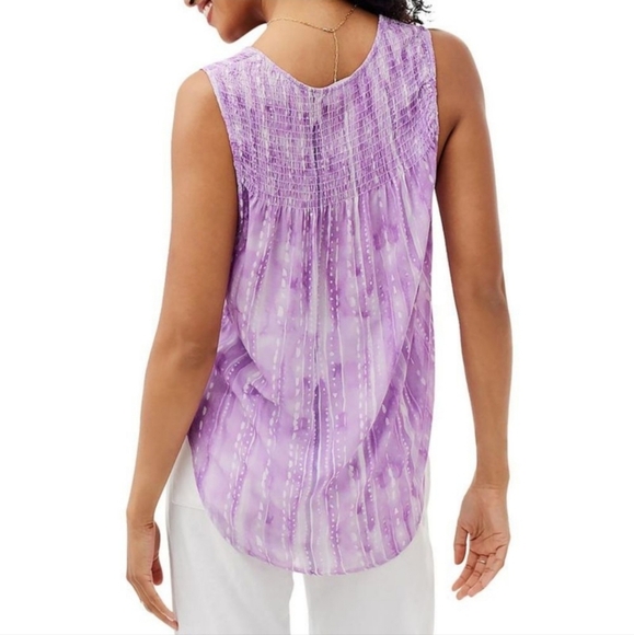 Bella Dahl Womens Purple Smocked‎ Tank Summer Pullover Top Shirt XS NWT - Picture 2 of 7
